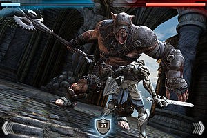 A screenshot showing combat in Infinity Blade....